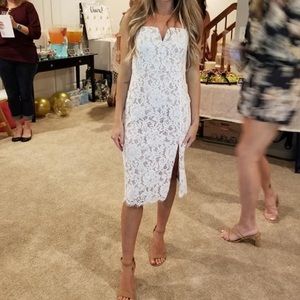 Lulus White lace dress with slit